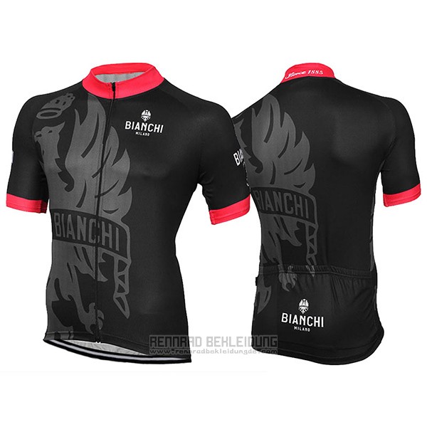 2017 Fahrradbekleidung Bianchi Milano Shwarz Trikot Kurzarm und Tragerhose