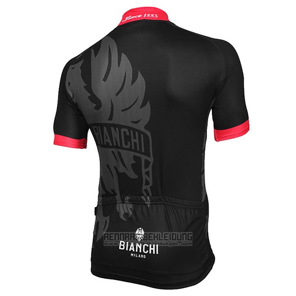 2017 Fahrradbekleidung Bianchi Milano Shwarz Trikot Kurzarm und Tragerhose