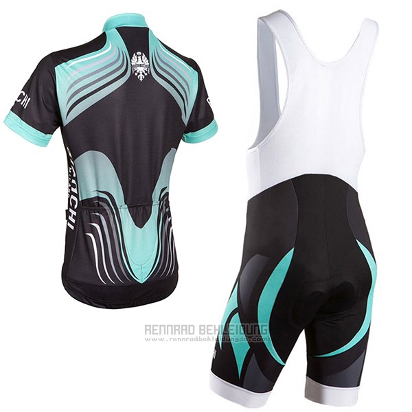 2017 Fahrradbekleidung Bianchi Milano Shwarz und Grun Trikot Kurzarm und Tragerhose - zum Schließen ins Bild klicken