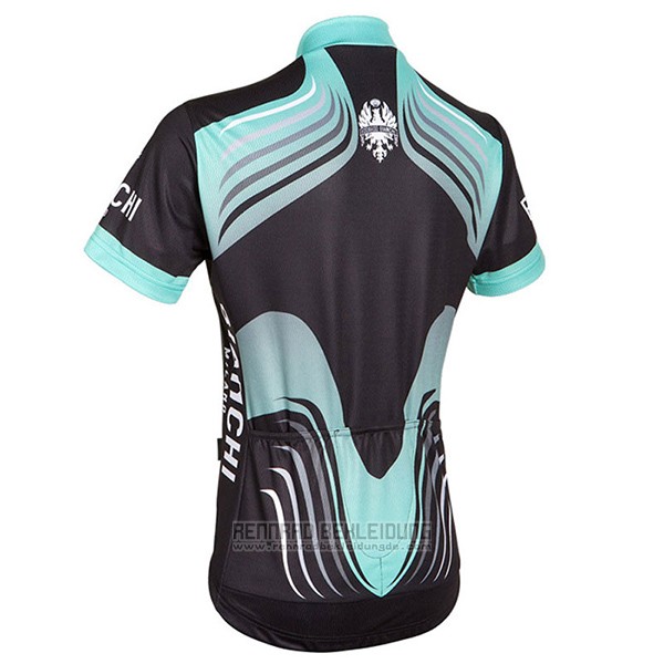 2017 Fahrradbekleidung Bianchi Milano Shwarz und Grun Trikot Kurzarm und Tragerhose