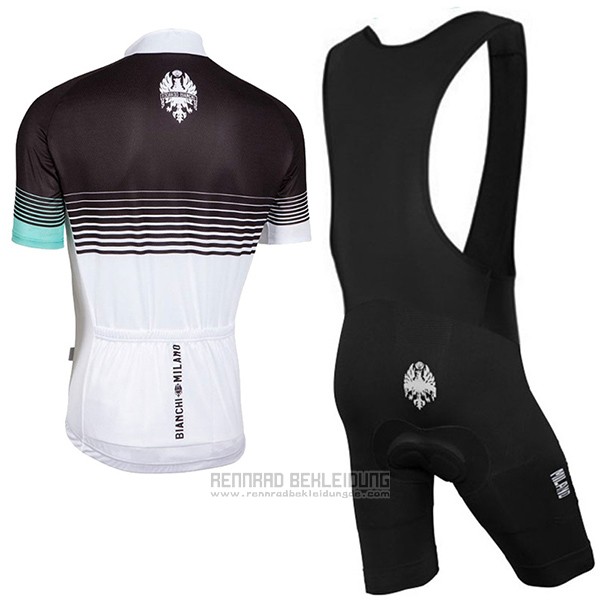 2017 Fahrradbekleidung Bianchi Milano Shwarz und Wei Trikot Kurzarm und Tragerhose