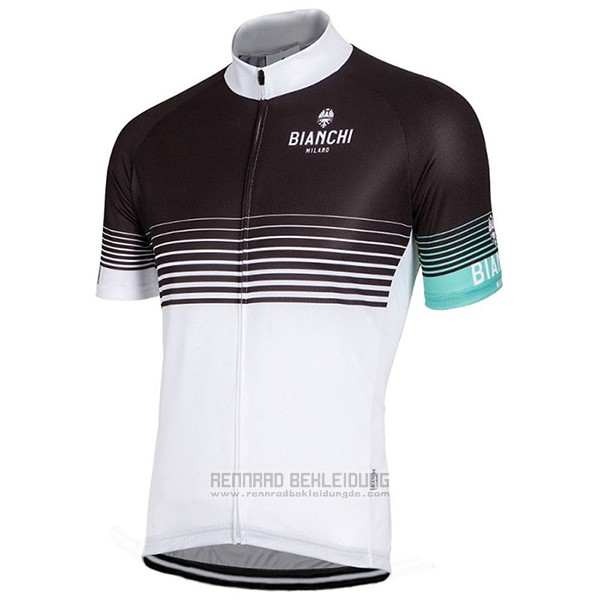 2017 Fahrradbekleidung Bianchi Milano Shwarz und Wei Trikot Kurzarm und Tragerhose