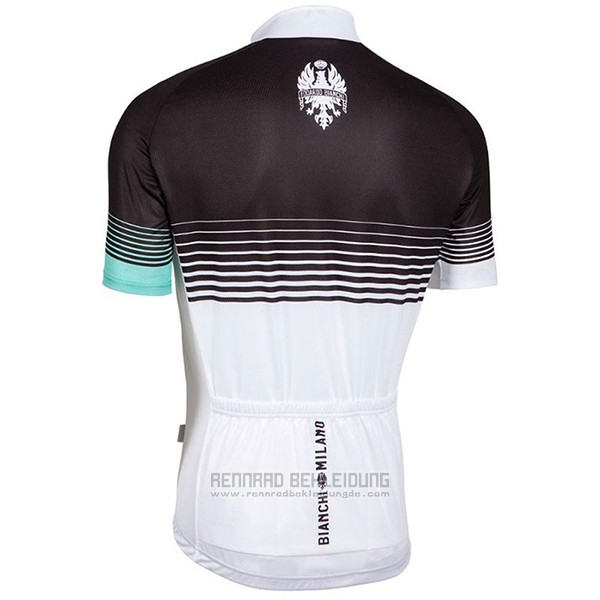 2017 Fahrradbekleidung Bianchi Milano Shwarz und Wei Trikot Kurzarm und Tragerhose - zum Schließen ins Bild klicken