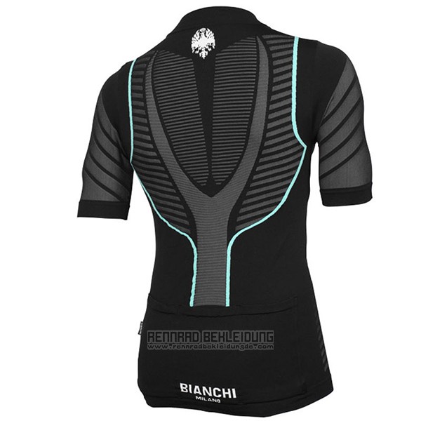 2017 Fahrradbekleidung Bianchi Milano Tago Shwarz Trikot Kurzarm und Tragerhose