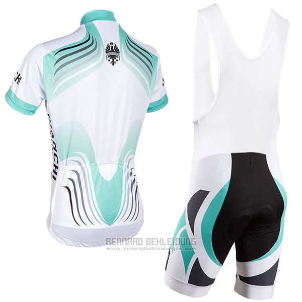 2017 Fahrradbekleidung Bianchi Milano Wei Trikot Kurzarm und Tragerhose