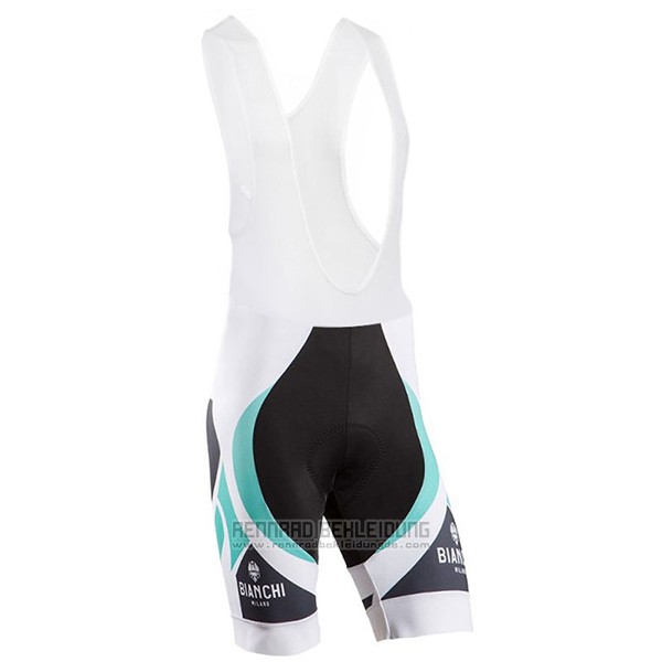 2017 Fahrradbekleidung Bianchi Milano Wei Trikot Kurzarm und Tragerhose