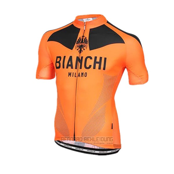 2017 Fahrradbekleidung Bianchi Orange Trikot Kurzarm und Tragerhose