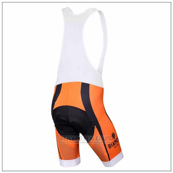 2017 Fahrradbekleidung Bianchi Orange Trikot Kurzarm und Tragerhose