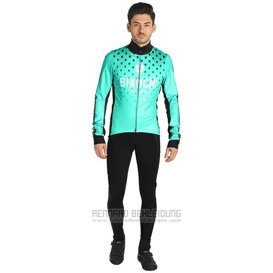 2019 Fahrradbekleidung Bianchi Milano Ft Blau Shwarz Trikot Langarm und Tragerhose