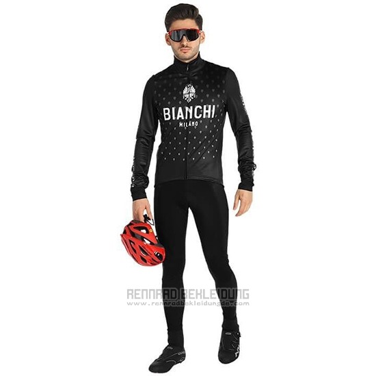 2019 Fahrradbekleidung Bianchi Milano Ft Shwarz Wei Trikot Langarm und Tragerhose