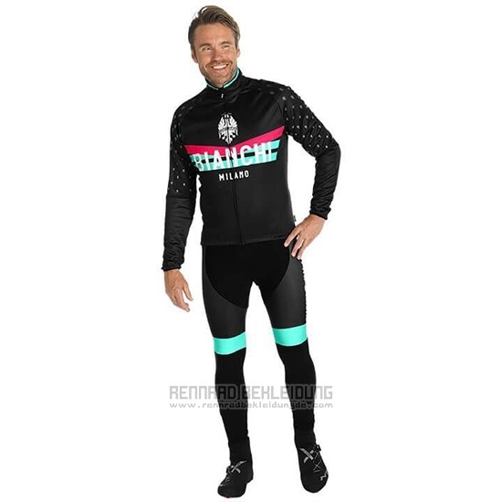 2019 Fahrradbekleidung Bianchi Milano Pb Shwarz Rot Trikot Langarm und Tragerhose - zum Schließen ins Bild klicken