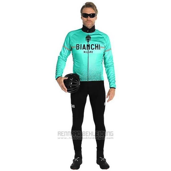 2019 Fahrradbekleidung Bianchi Milano Xd Blau Grau Trikot Langarm und Tragerhose