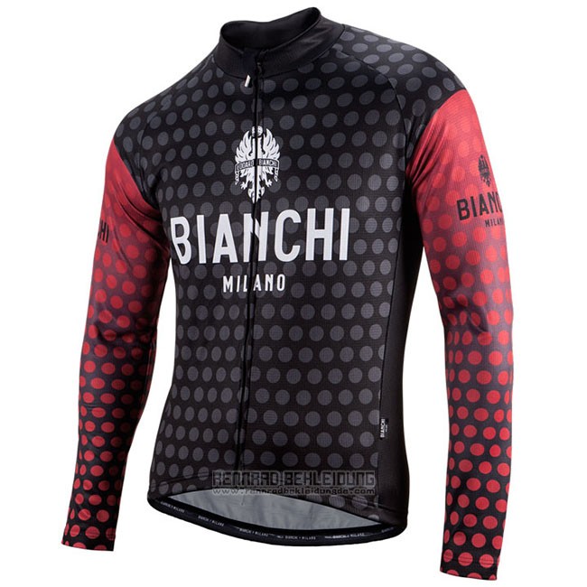 Fahrradbekleidung Bianchi Milano Petroso Shwarz Rot Trikot Langarm und Tragerhose