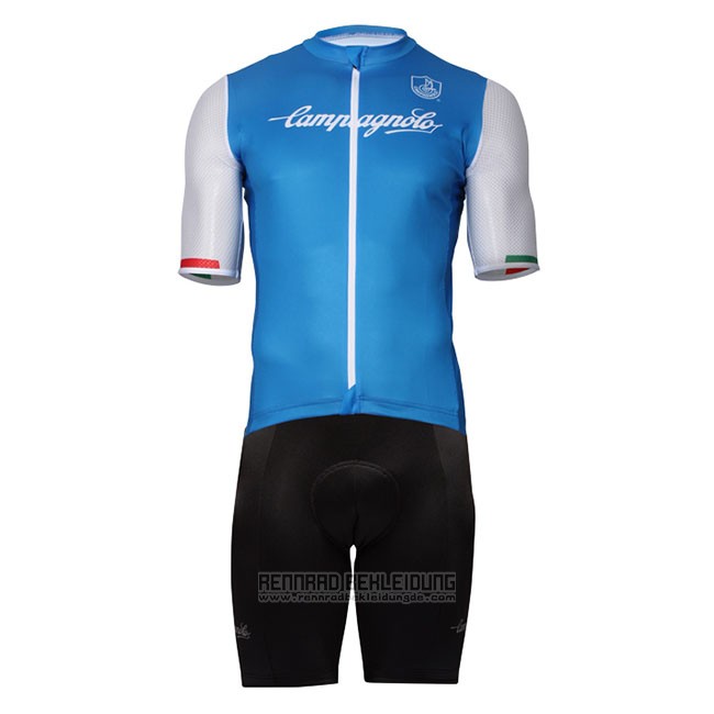 Fahrradbekleidung Campagnolo Iridio Blau Wei Trikot Kurzarm und Tragerhose - zum Schließen ins Bild klicken