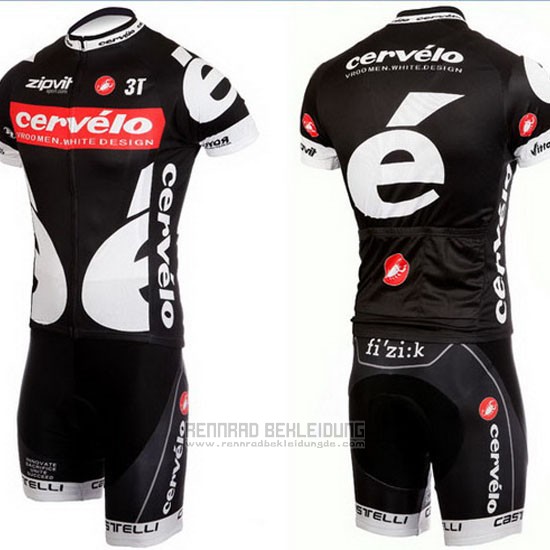 2010 Fahrradbekleidung Castelli Cervelo Wei und Shwarz Trikot Kurzarm und Tragerhose