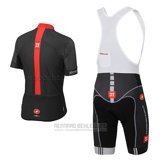 2015 Fahrradbekleidung Castelli 3t Shwarz und Rot Trikot Kurzarm und Tragerhose