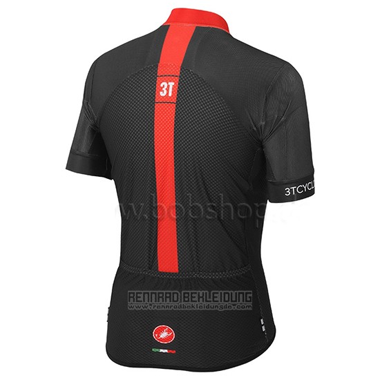 2015 Fahrradbekleidung Castelli 3t Shwarz und Rot Trikot Kurzarm und Tragerhose