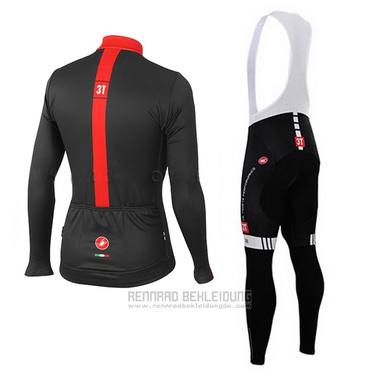 2015 Fahrradbekleidung Castelli 3t Shwarz und Rot Trikot Langarm und Tragerhose