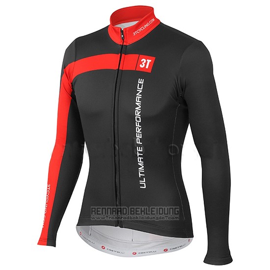 2015 Fahrradbekleidung Castelli 3t Shwarz und Rot Trikot Langarm und Tragerhose