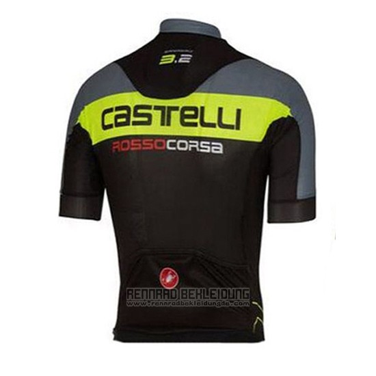 2016 Fahrradbekleidung Castelli Grun und Grau Trikot Kurzarm und Tragerhose