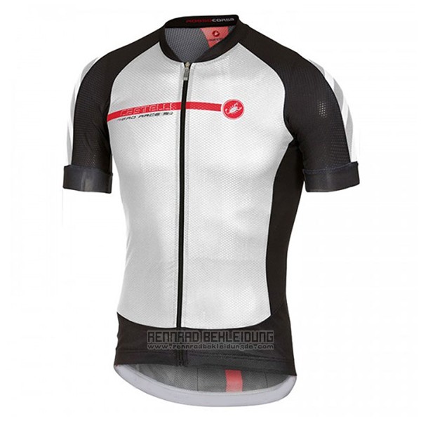 2017 Fahrradbekleidung Castelli Aero Race Wei und Shwarz Trikot Kurzarm und Tragerhose