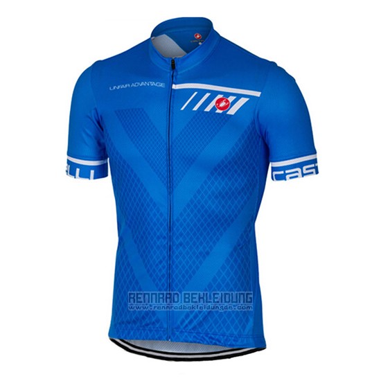 2017 Fahrradbekleidung Castelli Blau Trikot Kurzarm und Tragerhose