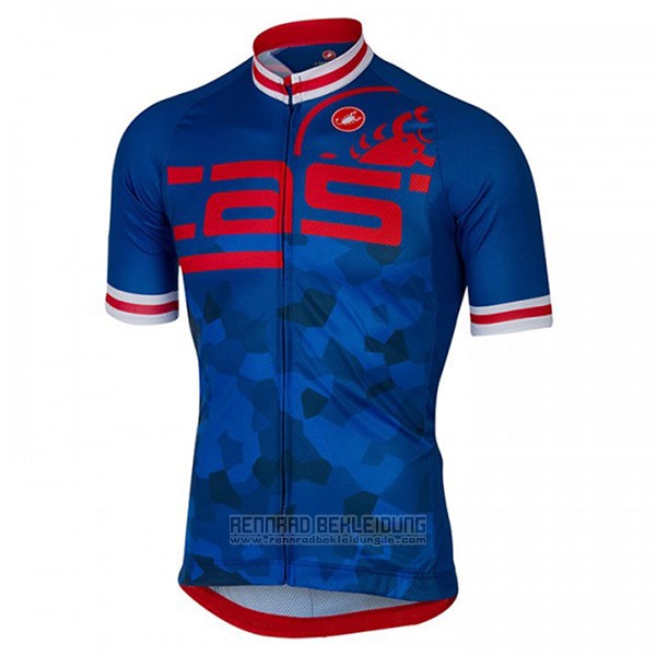 2017 Fahrradbekleidung Castelli Blau und Rot Trikot Kurzarm und Tragerhose