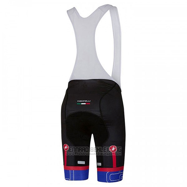 2017 Fahrradbekleidung Castelli Blau und Rot Trikot Kurzarm und Tragerhose