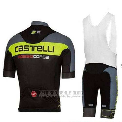 2017 Fahrradbekleidung Castelli Grun und Shwarz Trikot Kurzarm und Tragerhose