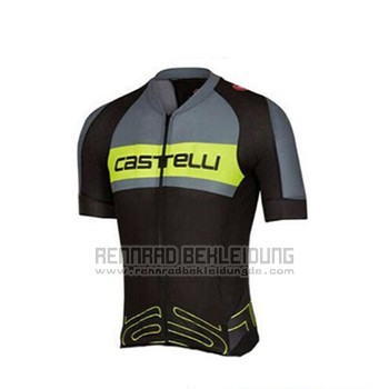 2017 Fahrradbekleidung Castelli Grun und Shwarz Trikot Kurzarm und Tragerhose