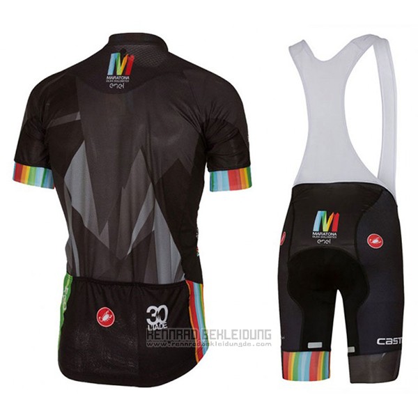 2017 Fahrradbekleidung Castelli Maratona Shwarz Trikot Kurzarm und Tragerhose