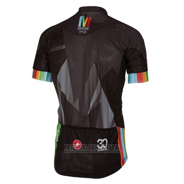 2017 Fahrradbekleidung Castelli Maratona Shwarz Trikot Kurzarm und Tragerhose