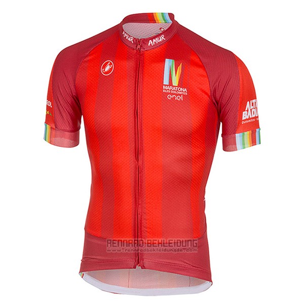 2017 Fahrradbekleidung Castelli Maratone Rot Trikot Kurzarm und Tragerhose