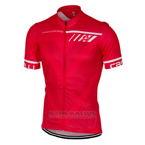 2017 Fahrradbekleidung Castelli Rot Trikot Kurzarm und Tragerhose