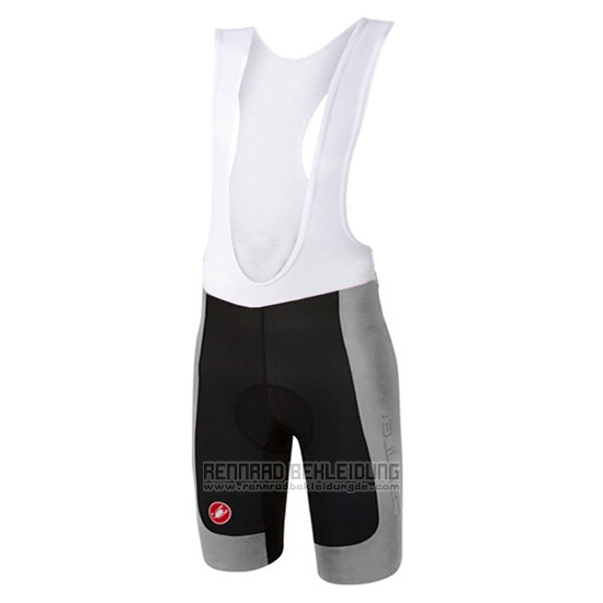 2017 Fahrradbekleidung Castelli Silber Trikot Kurzarm und Tragerhose