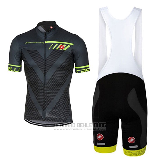 2017 Fahrradbekleidung Castelli Tief Grau Trikot Kurzarm und Tragerhose