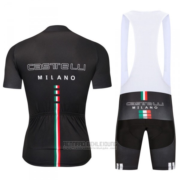 2018 Fahrradbekleidung Castelli Shwarz Trikot Kurzarm und Tragerhose