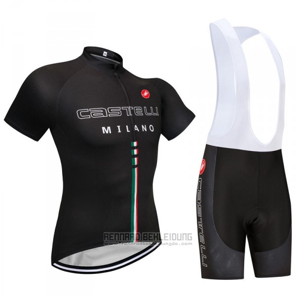 2018 Fahrradbekleidung Castelli Shwarz Trikot Kurzarm und Tragerhose