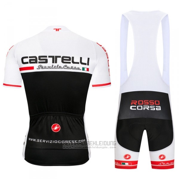 2018 Fahrradbekleidung Castelli Wei Shwarz Trikot Kurzarm und Tragerhose