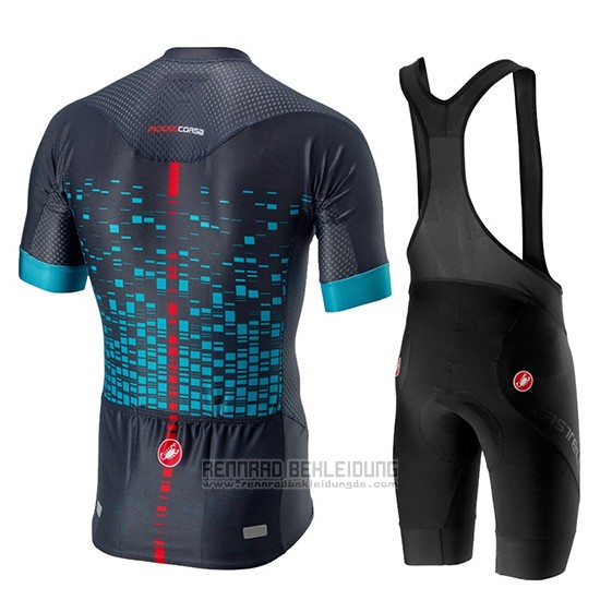 2019 Fahrradbekleidung Castelli Climber's 2.0 Shwarz Azurblau Trikot Kurzarm und Overall