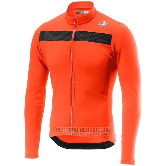 2019 Fahrradbekleidung Castelli Puro 3 Orange Shwarz Trikot Langarm und Tragerhose