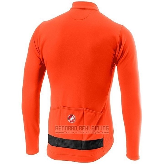 2019 Fahrradbekleidung Castelli Puro 3 Orange Shwarz Trikot Langarm und Tragerhose