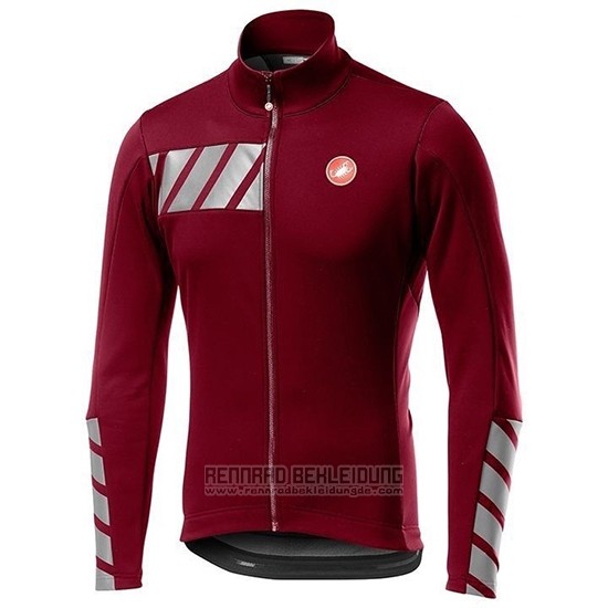 2019 Fahrradbekleidung Castelli Raddoppia 2 Rot Silber Trikot Langarm und Tragerhose