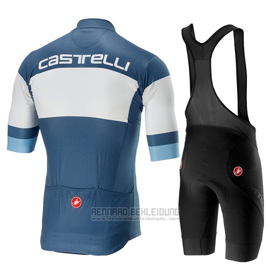 2019 Fahrradbekleidung Castelli Ruota Blau Wei Trikot Kurzarm und Overall