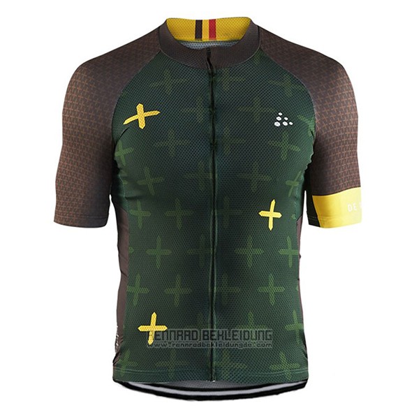 2017 Fahrradbekleidung Craft Monuments Braun und Grun Trikot Kurzarm und Tragerhose