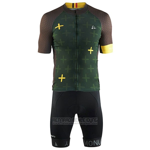 2017 Fahrradbekleidung Craft Monuments Braun und Grun Trikot Kurzarm und Tragerhose - zum Schließen ins Bild klicken