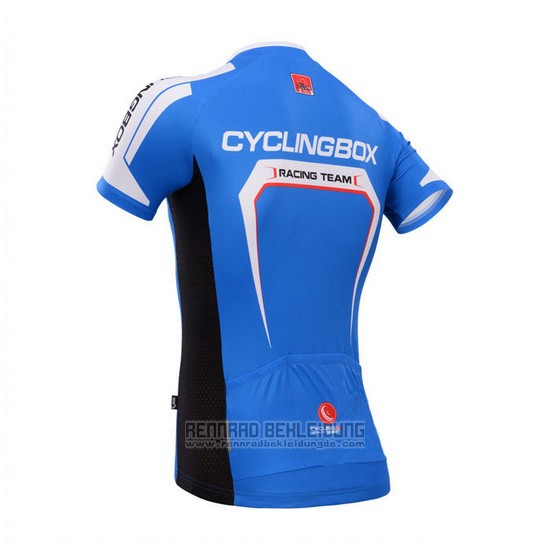 2014 Fahrradbekleidung Fox Cyclingbox Blau und Wei Trikot Kurzarm und Tragerhose