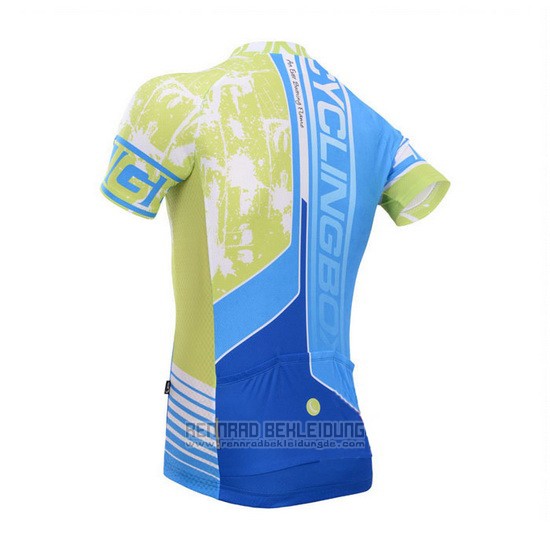 2014 Fahrradbekleidung Fox Cyclingbox Gelb und Azurblau Trikot Kurzarm und Tragerhose