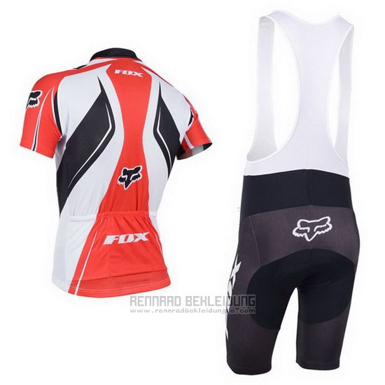 2013 Fahrradbekleidung Fox Wei und Rot Trikot Kurzarm und Tragerhose - zum Schließen ins Bild klicken