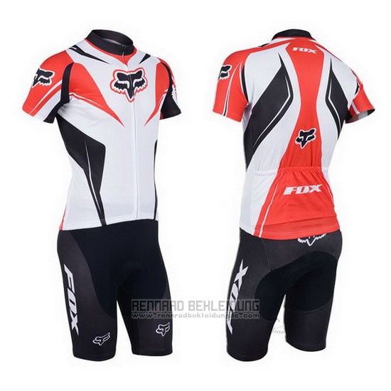 2013 Fahrradbekleidung Fox Wei und Rot Trikot Kurzarm und Tragerhose